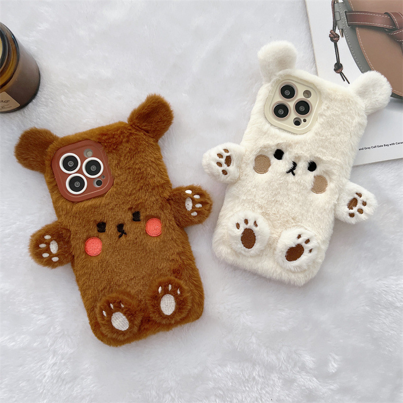 Korean 3D Cartoon Bear Fluffy  - огляд і ціна Phone Cases For Iphone 16