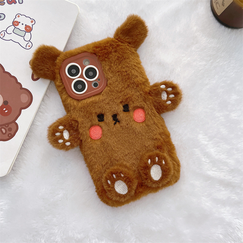 Korean 3D Cartoon Bear Fluffy  - огляд і ціна Phone Cases For Iphone 16