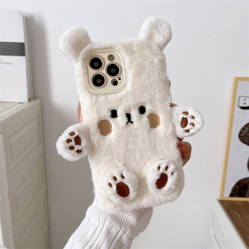 Korean 3D Cartoon Bear Fluffy  - огляд і ціна Phone Cases For Iphone 16